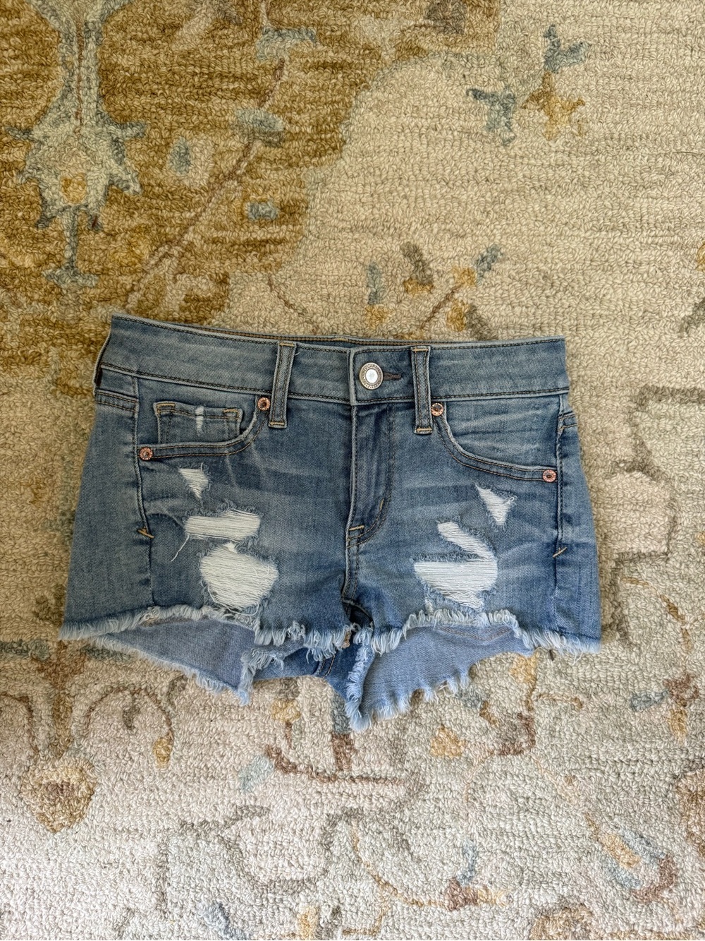 American Eagle Outfitters Distressed Light Blue Denim Cutoff Shorts